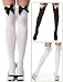Bow Top Thigh Highs , ONE SIZE, WHITE/BLACK