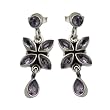 Dangle-Earrings Amethyst Gemstone Sterling Silver Jewelry 1inch