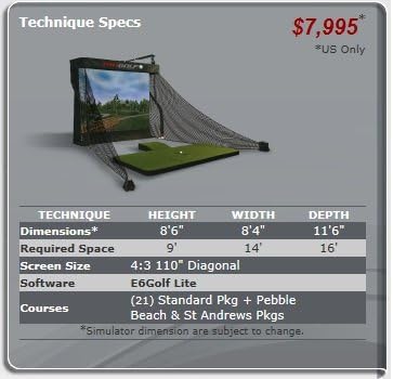 TruGolf Technique Personal Indoor Golf Simulator System TPER E6L Tru Golf