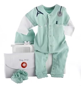 Baby Aspen Big Dreamzzz Baby M.D. Layette Set with Gift Box, Green, 0-6 Months from Baby Aspen