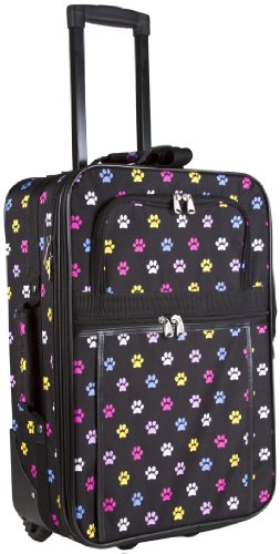 World Traveler Multicolor Paw Prints 20-inch Expandable Carry On Rolling Luggage