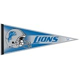 DETROIT LIONS OFFICIAL LOGO PENNANT BUTTON BUMPER STICKER SET