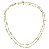 Gold Overlay Sterling Silver Cubic Zirconia Station Necklace by Charles Winston, 30"