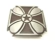 Pewter Tone Metal and Black Maltese Iron Cross Design Large Belt Buckle - Rock n Roll Punk Skateboarders