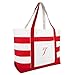 DALIX Beach Tote Bag Shoulder Bags Striped Monogrammed Red Ballent Letter T