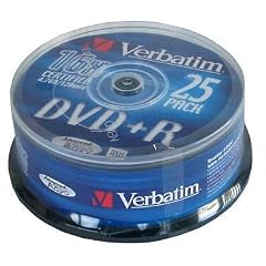 Verbatim DVD+R Rohlinge 1x-16x Advanced Azo 25er Spinde