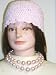 Two Strand Light Pink Color Cultured Pearl Necklace and Matching Earring Offered in Combination with Hand Crocheted Light Pink Chenille Gimp Skull Cap
