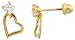 14k Yellow Gold 3/8" (10mm) tall Heart Stud Earrings, w/ Brilliant Cut CZ Stone
