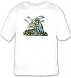 T-shirt with man, system, human, body, vegetable, individuals, individual, Farmer, persons, cycle, turns, sprinkler, watering, on, irrigation, humans, farming, people, farm, person, field