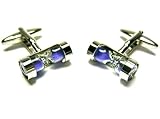 Silver & Purple Hourglass Cufflinks w/ Gift Box
