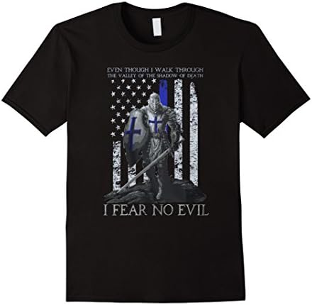Men's The Crusader Even Though I Walk Through I Fear No Evil Shirt 2XL Black