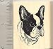 Boston Terrier Dog Face Rubber Stamp - Wood Mounted