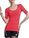 Doublju Womens Basic Knit Round Neck 3/4 Sleeve Easy Wear T- Shirt Top