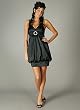Pleated Rhinestone Broach Bubble Dress for Bridesmaid Formal Prom