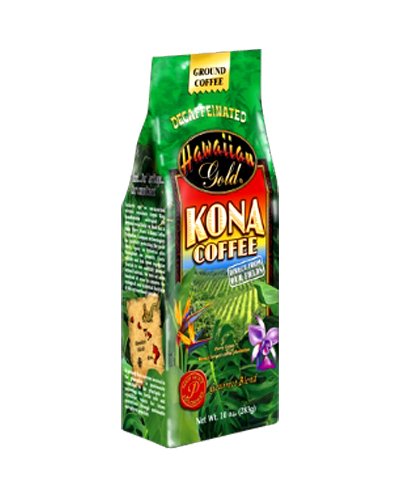 Hawaiian Gold Kona Decaf Ground Coffee, 10-Ounce (Pack of 3)
