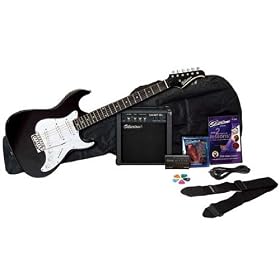Silvertone Revolver Electric Guitar Pack, Black - SS11PK-BK
