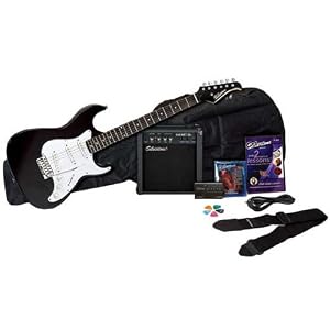 Silvertone Revolver Electric Guitar Pack, Black - SS11PK-BK by 