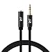 SHD 3.5mm Cable Male to Female,Aux Cord Stereo Audio Extension Cable Gold Plated Metal Shell -Black 6Feet