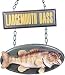 3d Largemouth Bass Fish Mounted on an Oval Plaque with Sign on Top and Chains 7.5"