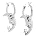 Sterling Silver Hoops with Dangling Half Moon and Star