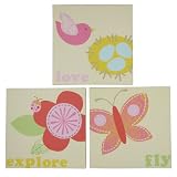 Jill McDonald Lullabye Breeze 3 Piece Wood Frame Wall Art