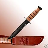 Ka-Bar USMC Fighting Knife - Choose Style - One Color Serrated Edge