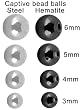 CAPTIVE BEAD RING REPLACEMENT BALLS BALLCPTV6MMH - 6MM HEMATITE
