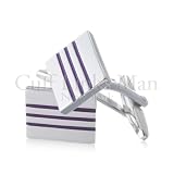 Traditional Rectangular Plum Striped Cuff Links-CL-0020