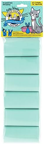 72 Cat Litter Bags, Scented, Extra Large, Easy Tie Handles, Cat Waste Bags On A Roll, Fits Standard Sized Cat Litter Scoops, 5 x 5 x 17" with Gusseted Sides