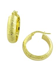 10 Karat Yellow Gold 20 Mm Ribbed Hoop Earrings