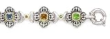 SILVER MULTI COLOR STONE BRACELET WITH GOLD ACCENTS, 7.5 5.05CTW