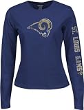 St. Louis Rams Women's Navy Long Sleeve Giant Logo Too Tee