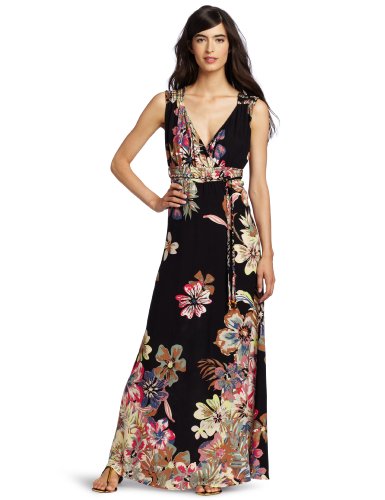 D.E.P.T. Women's Tropical Maxi Dress, Black, Medium