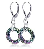 Sensational Donut Vitrial Light Swarovski Crystal .925 Sterling Silver Leverback Dangle Earrings
