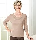  Classic Collection 3/4 Sleeve Floral Embroidered Jersey T-Shirt