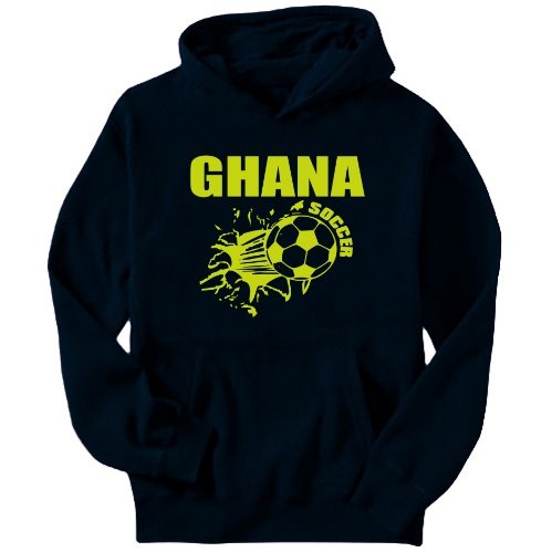 Ghana Soccer Countries Mens Hoodie (Navy Blue, Sizes X-Small - XXX-Large)