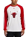 NBA Men's Chicago Bulls Smoke Screen Three Stripe Long Sleeve Crew (White/Red, Large)