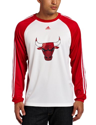 NBA Men's Chicago Bulls Smoke Screen Three Stripe Long Sleeve Crew (White/Red, Large)