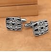 Black Enamal & Crystal Roduim Plated Cufflinks-Executive Gift