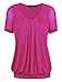 Laksmi Women's Short Sleeve V-Neck Front Pleated Dressy Tunic Tops