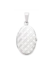 Sterling Silver Engraved Oval Locket with 18 inch chain - S00423 - 28mm x 18mm