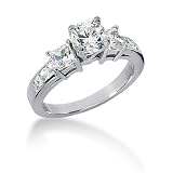 14K White Gold Round & Princess Cut Diamond Promise Engagement Ring (1.40ct.tw, HI Color, SI2 Clarity)