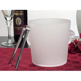 Frosted Ice Bucket with Silver Ice Tongs by Bgehr