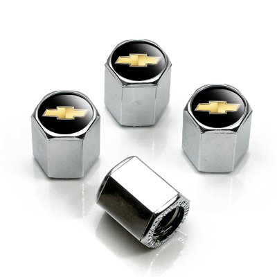 Chevrolet Gold Logo Chrome Tire Stem Valve Caps