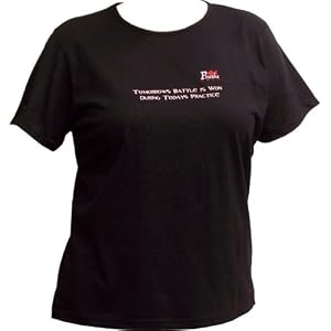 Ladie's T-Shirt - Battle is Won Slogan - Pink on Black