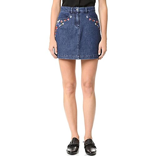 ザ クープルス The Kooples レディース スカート Denim Embroidered Miniskirt Blue [並行輸入品]