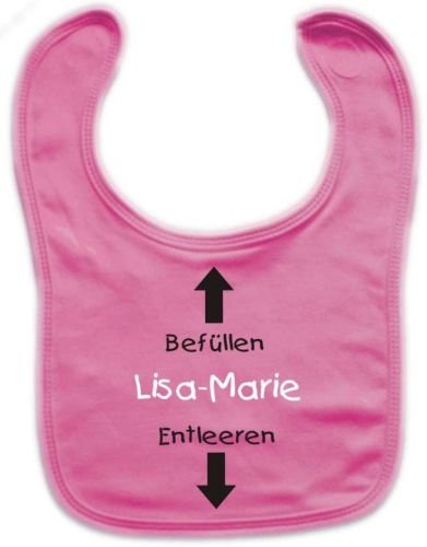 Baby Lätzchen Befüllen Entleeren und dem Namen Ihres Kindes (pink)
