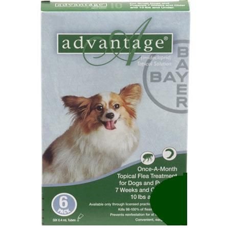 Bayer Advantage 6 Packs Green Flea & Tick Treatment- Dog 0-10 Lbs.