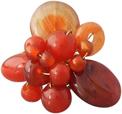 Handmade Carnelian Stone Brass Wire Wrap Free Size Ring