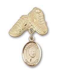 Gold Filled Baby Badge with St. Eugene de Mazenod Charm and Baby Boots Pin